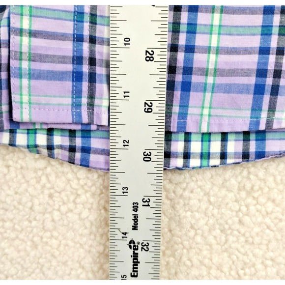 CHAPS Mens Plaid Short Sleeve Button Down Shirt Cotton Polyester Blend Size L - Picture 6 of 15